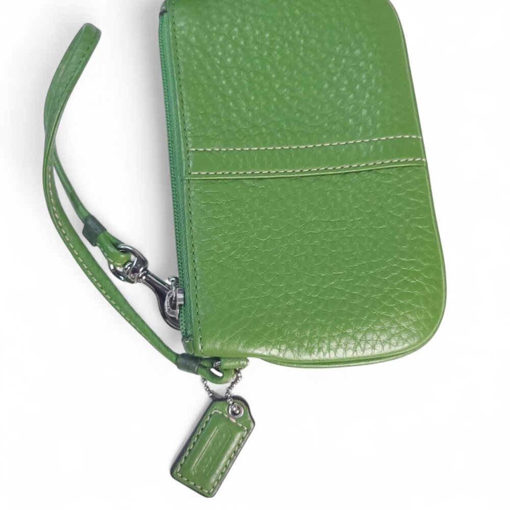 COACH Hampton Pebble Green Leather Satchel & matching wallet - Picture 6 of 11